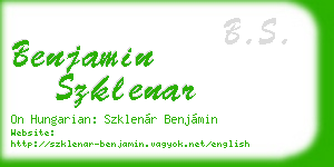 benjamin szklenar business card
