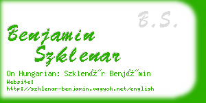 benjamin szklenar business card